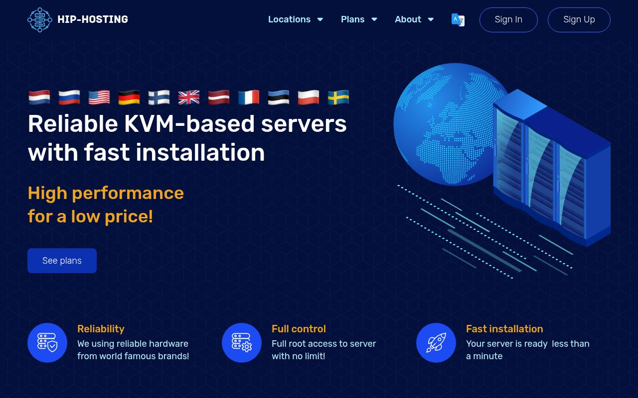 Скриншот сайта HiP-Hosting