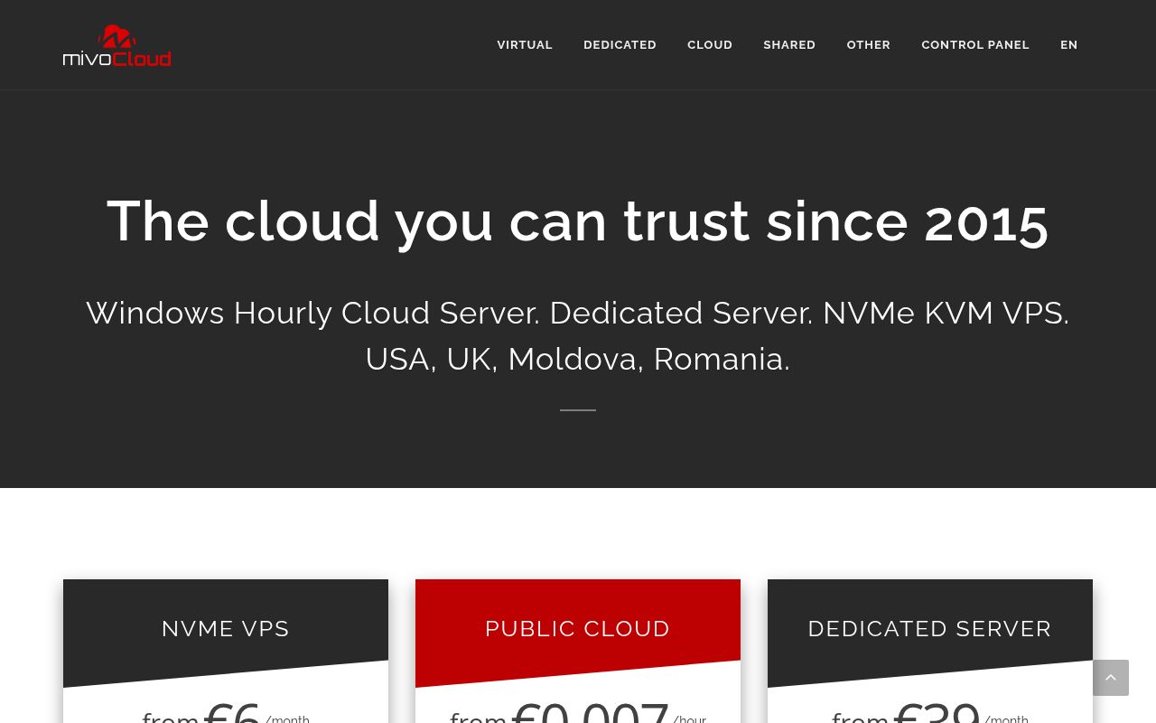 Скриншот сайта MivoCloud
