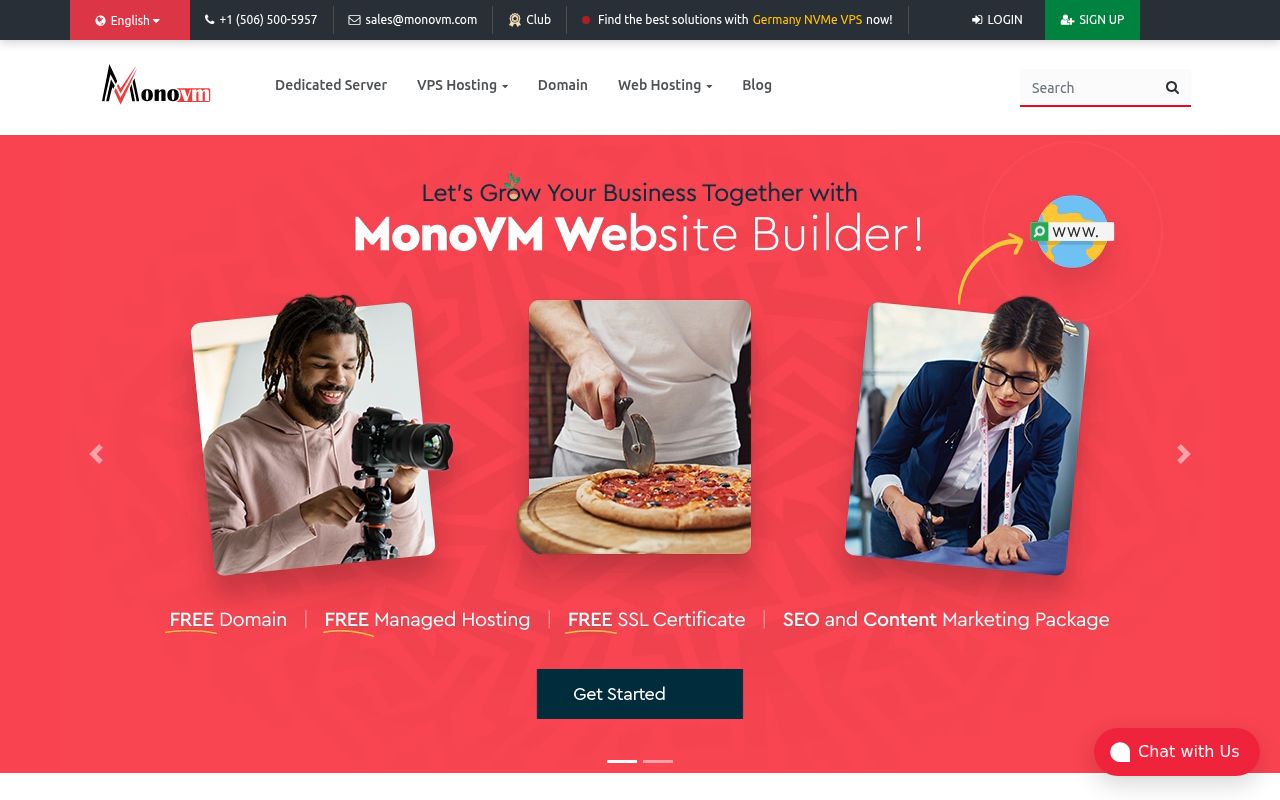 Скриншот сайта Monovm