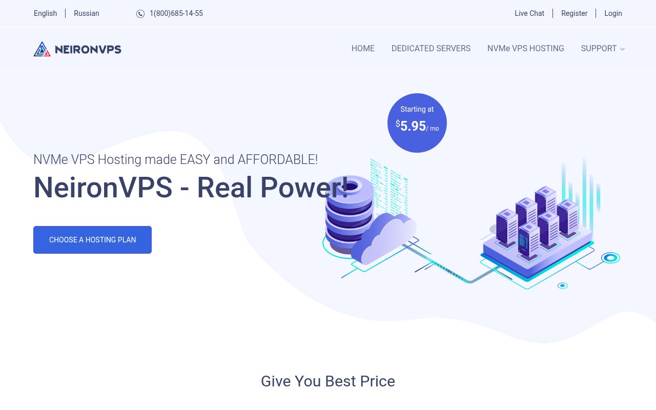 Скриншот сайта Neiron VPS