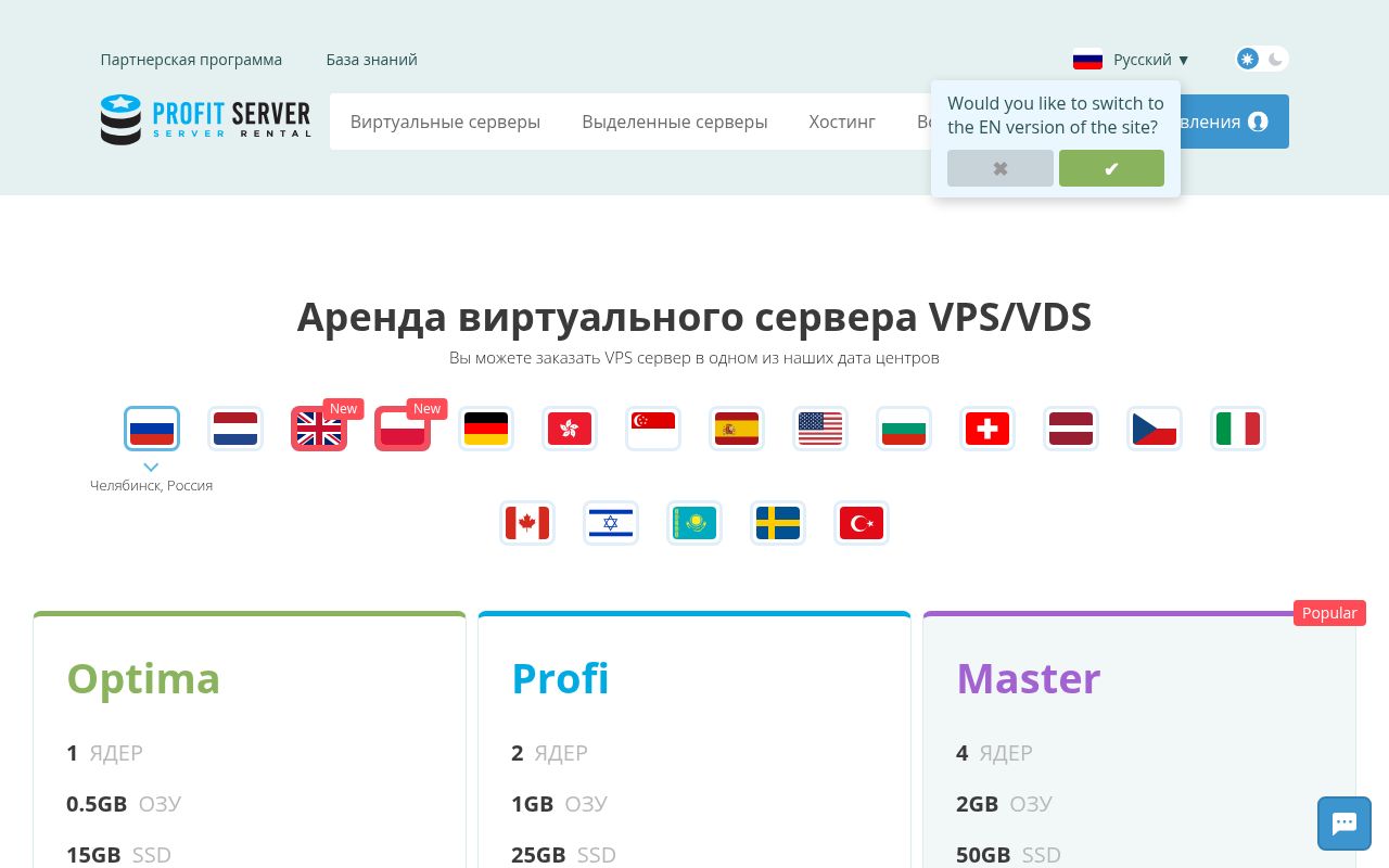 Скриншот сайта ProfitServer