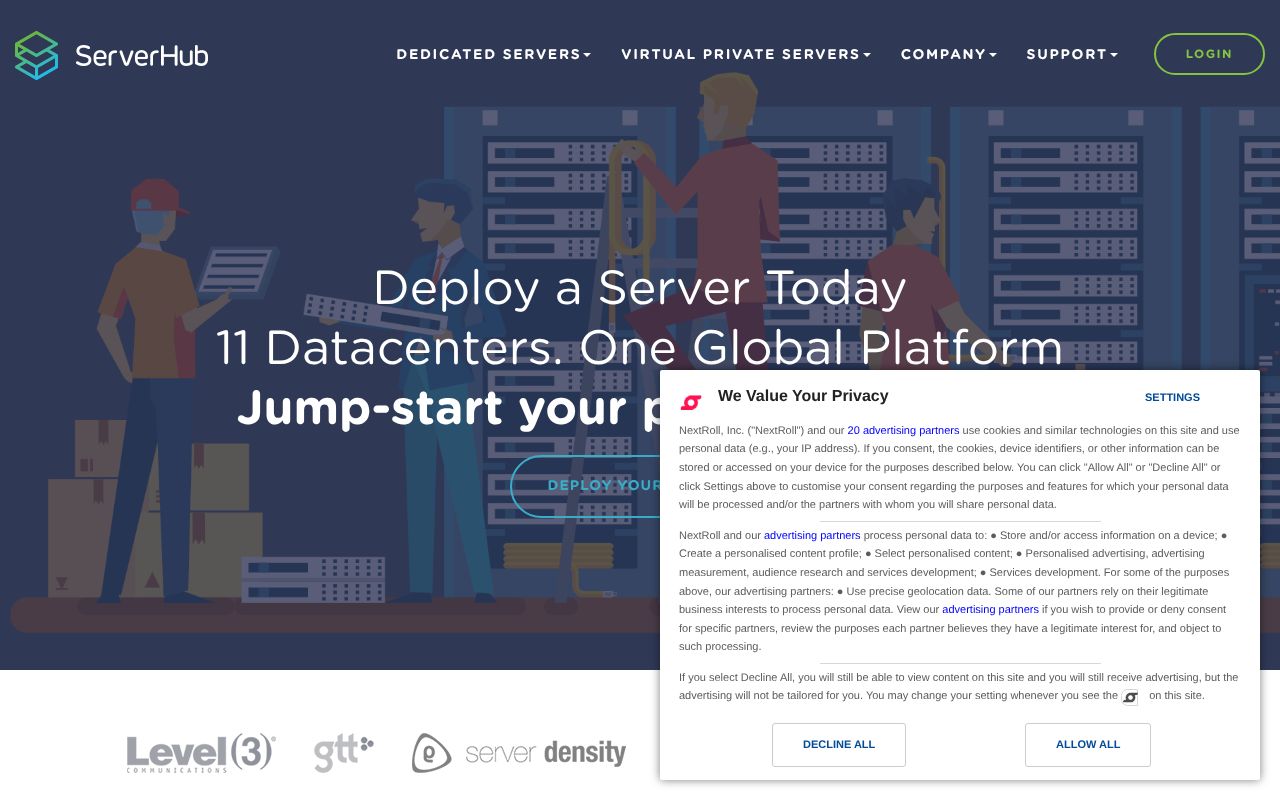 Скриншот сайта ServerHub