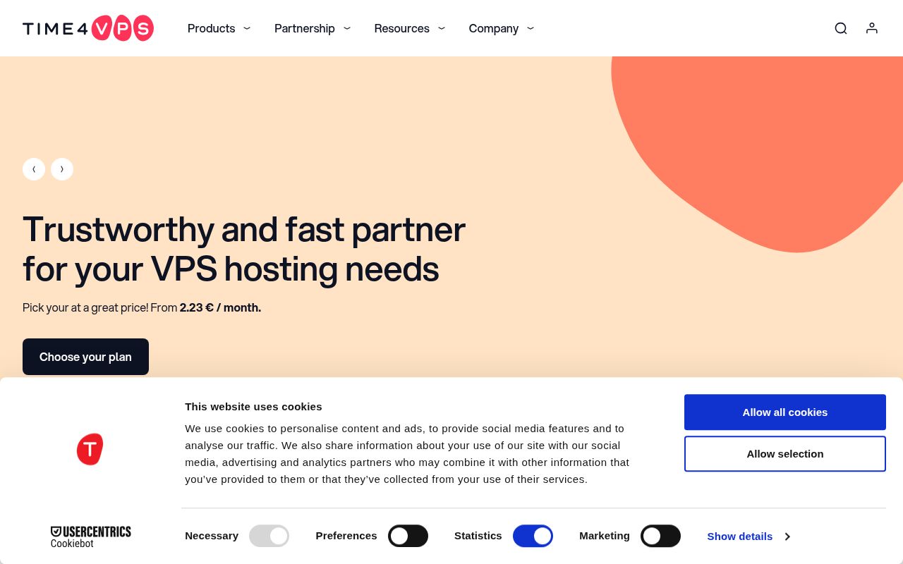 Скриншот сайта Time4VPS