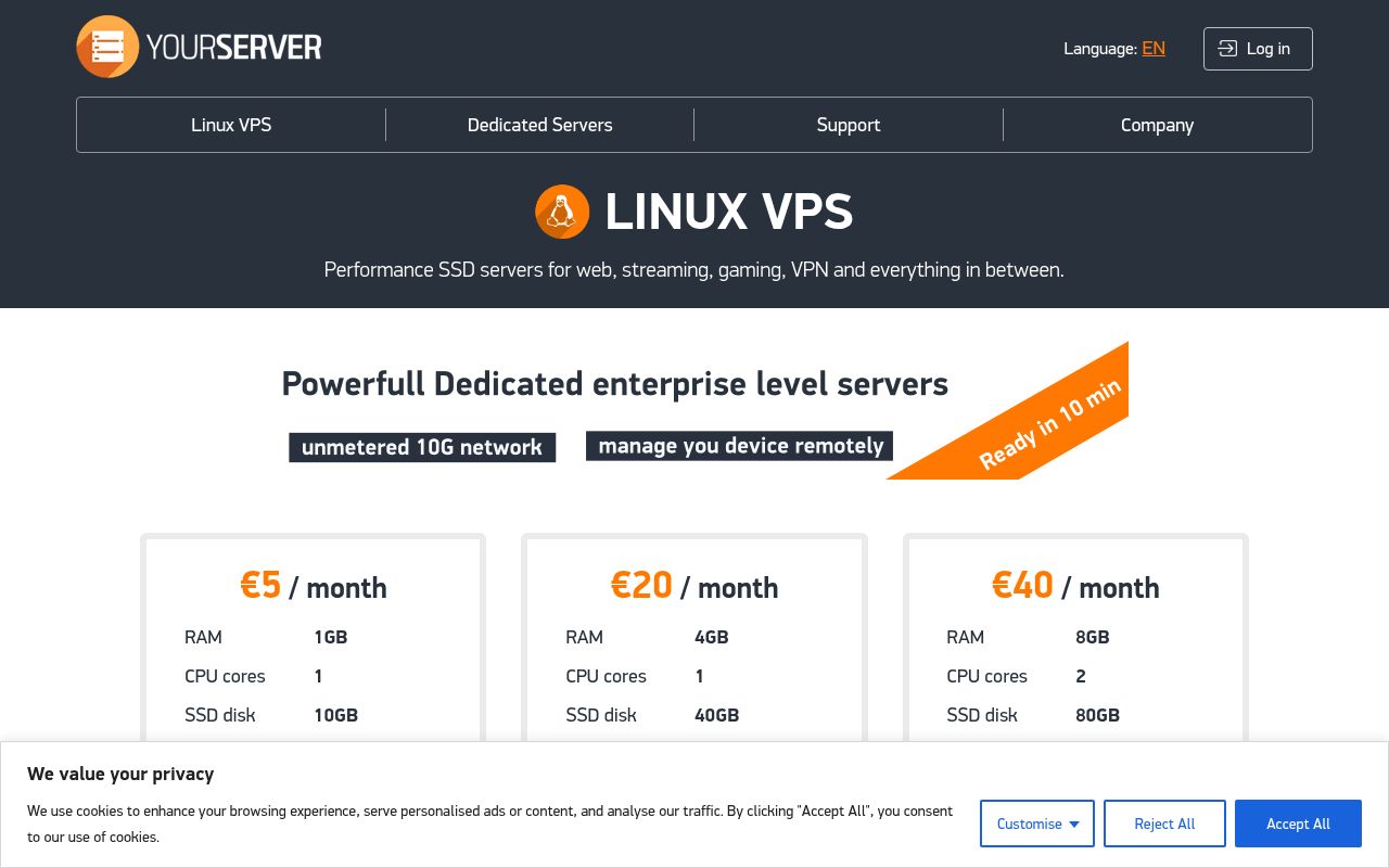 Скриншот сайта YOURSERVER